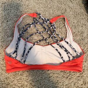 lululemon athletica Strappy Sports Bra - Coral and Navy Pattern